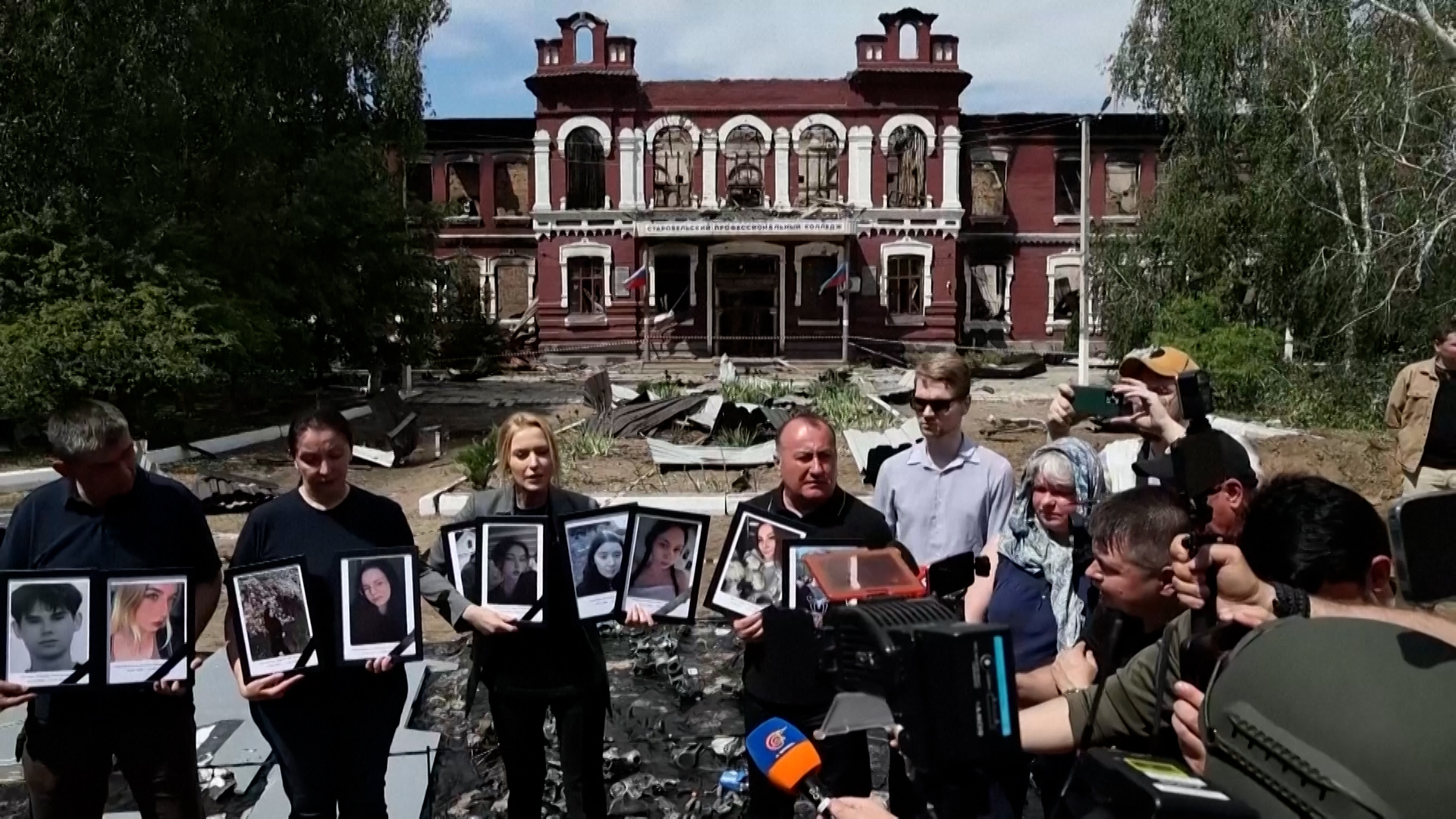 Russian Authorities Present Aftermath of Luhansk College Strike to Media